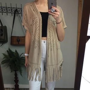 Western suede kimono